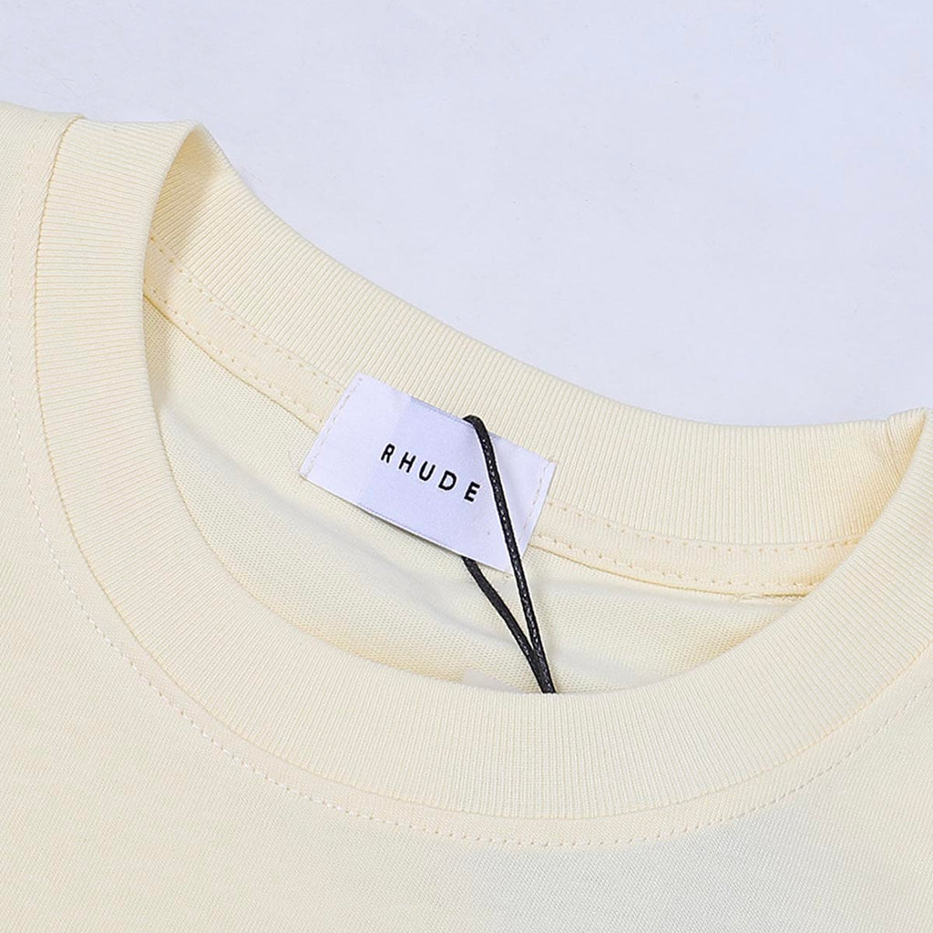 Rhude T-shirts Morocco Seaview Sailing Print Cotton Casual Short Sleeves Men and Women
