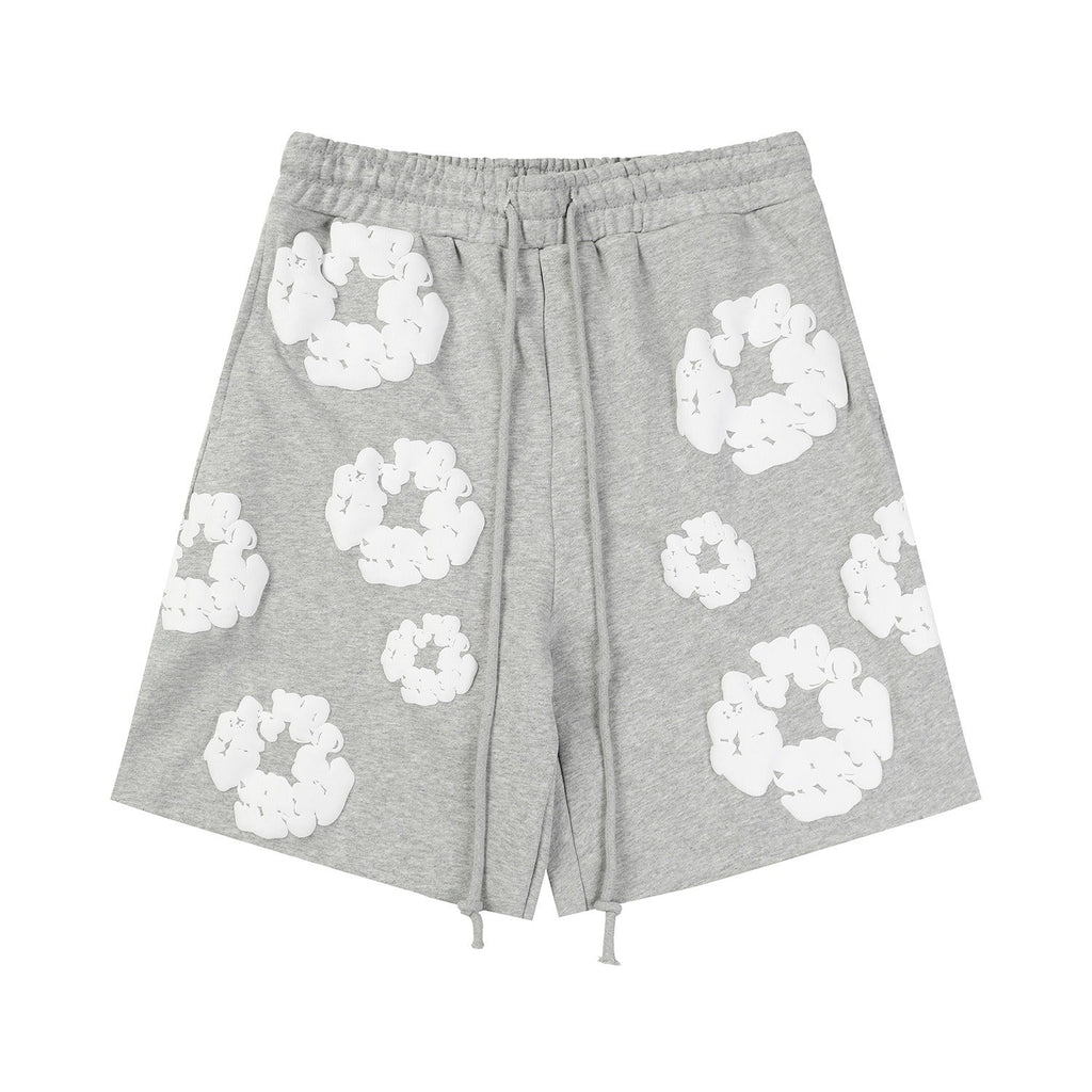 Denim Tears Outfit:T-shirt/Shorts (Separate Purchase Options) Puff Print Short Sleeve T-shirt Loose Couple Shorts Suit